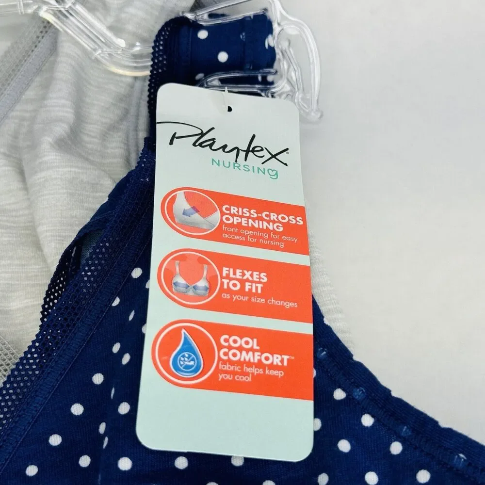Playtex Nursing Pullover Sleep Bra Wireless Wicking Cool Comfort Set of 2 XS NEW